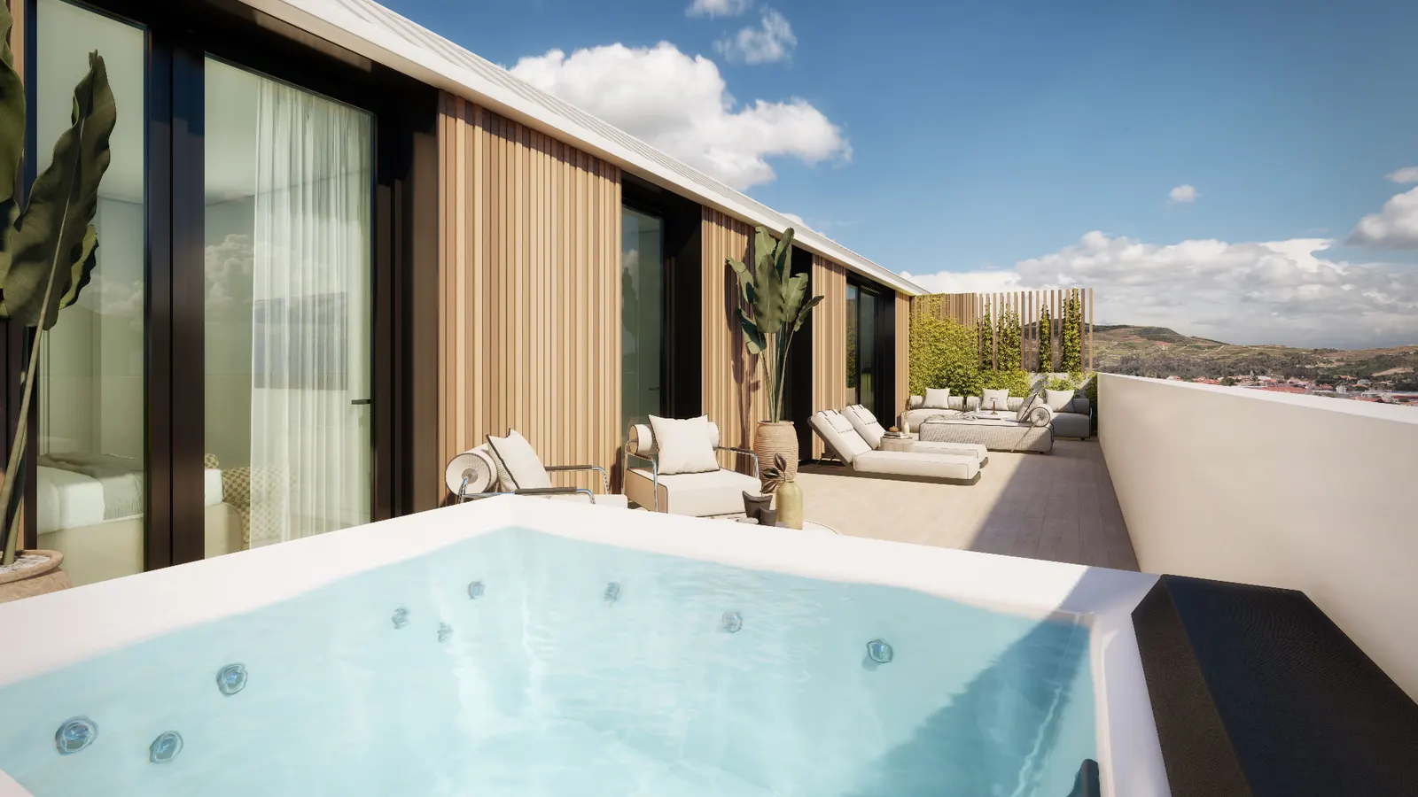Terraza con jacuzzi y vistas